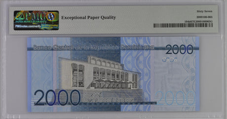 Dominican Republic 2000 Pesos 2019 P 194 d Superb GEM UNC PMG 67 EPQ