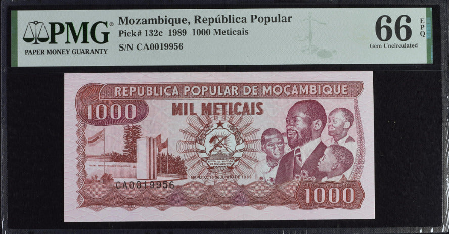Mozambique 1000 Meticais 1989 P 132 c Gem UNC PMG 66 EPQ