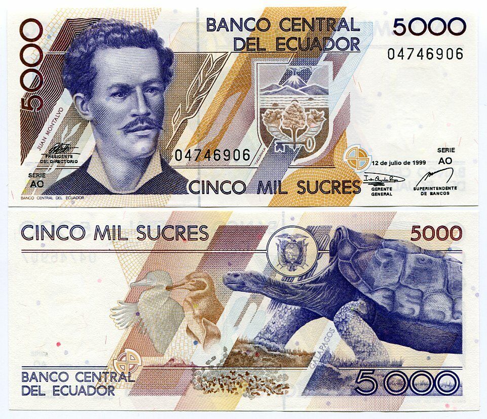 Ecuador 50000 Sucres JULY-1999 P 128 c TURTLE AUnc