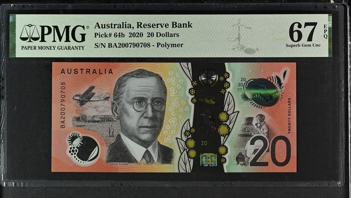 Australia 20 Dollars 2020 P 64 b Superb Gem UNC PMG 67 EPQ