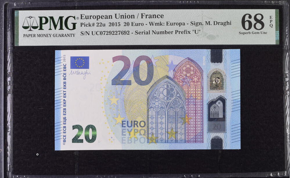Euro 20 Euro France 2015 P 22 u Superb Gem UNC PMG 68 EPQ