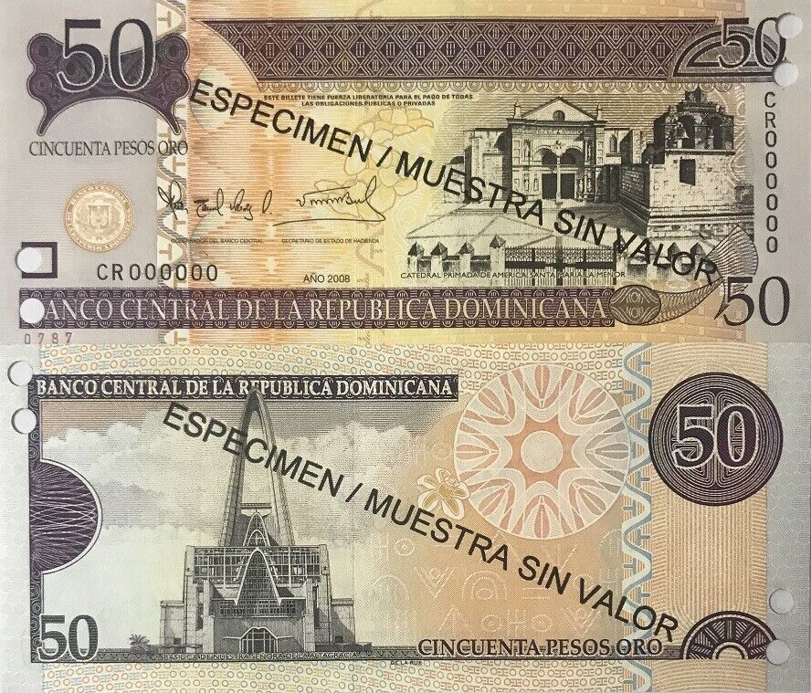 Dominican Republic 50 Pesos 2008 P 176bs SPECIMEN UNC