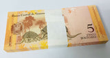 Venezuela 5 Bolivares 2009 P 89 UNC LOT 25 PCS 1/4 Bundle