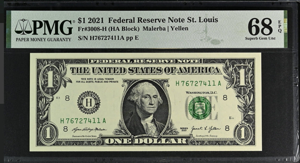 United States 1 Dollar Usa 2021 P 549 H St.Louis Superb Gem UNC PMG 68 EPQ