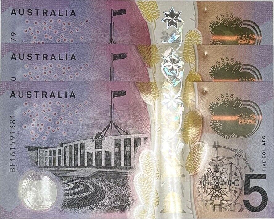 Australia 5 Dollars 2016 P 62 Polymer UNC LOT 3 PCS
