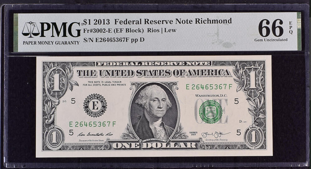 United States 1 Dollar USA 2013 P 537 E Richmond GEM UNC PMG 66 EPQ
