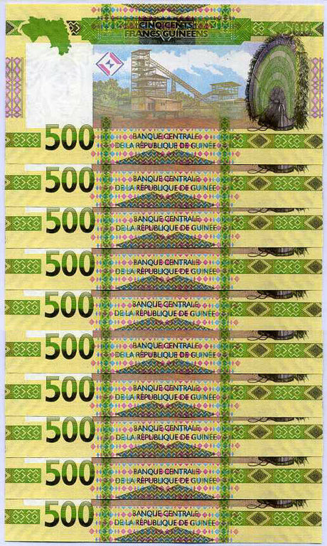 Guinea 500 Francs 2018/2019 P 51 a UNC LOT 10 PCS