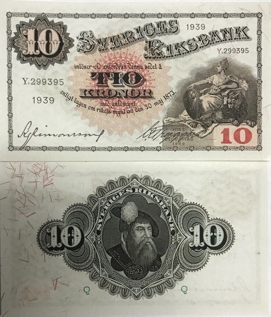 Sweden 10 Kronor 1939 P 34 v UNC