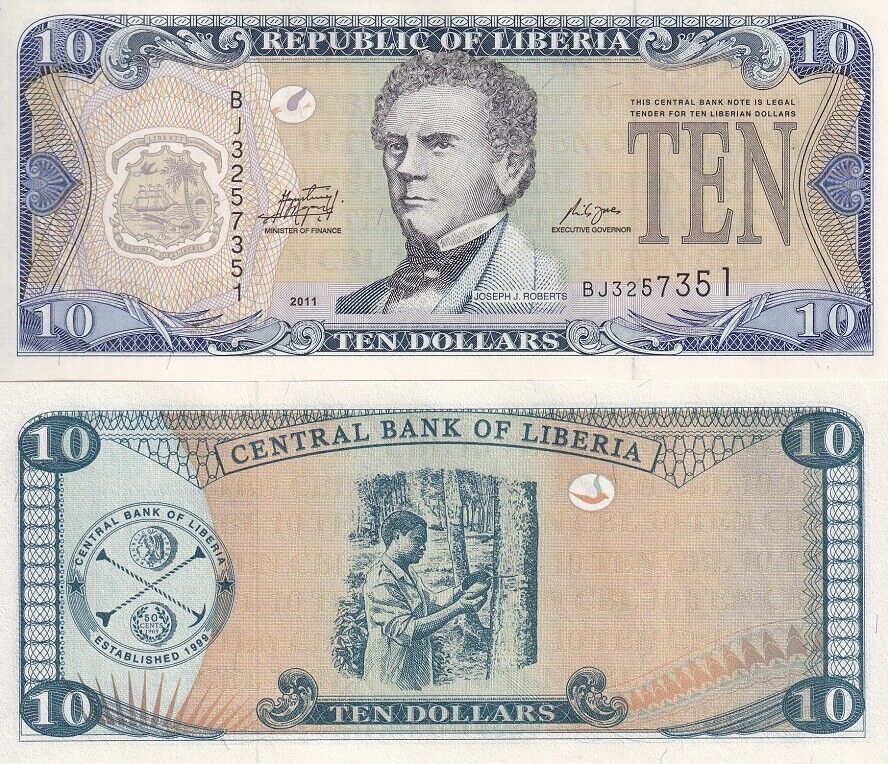 Liberia 10 Dollars 2011 P 27 f UNC