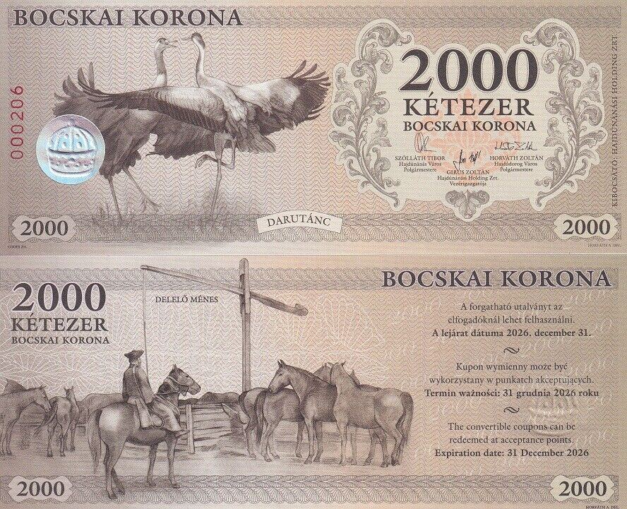 Hungary 2000 Bocskai Koruna Local Money ND 2021 UNC
