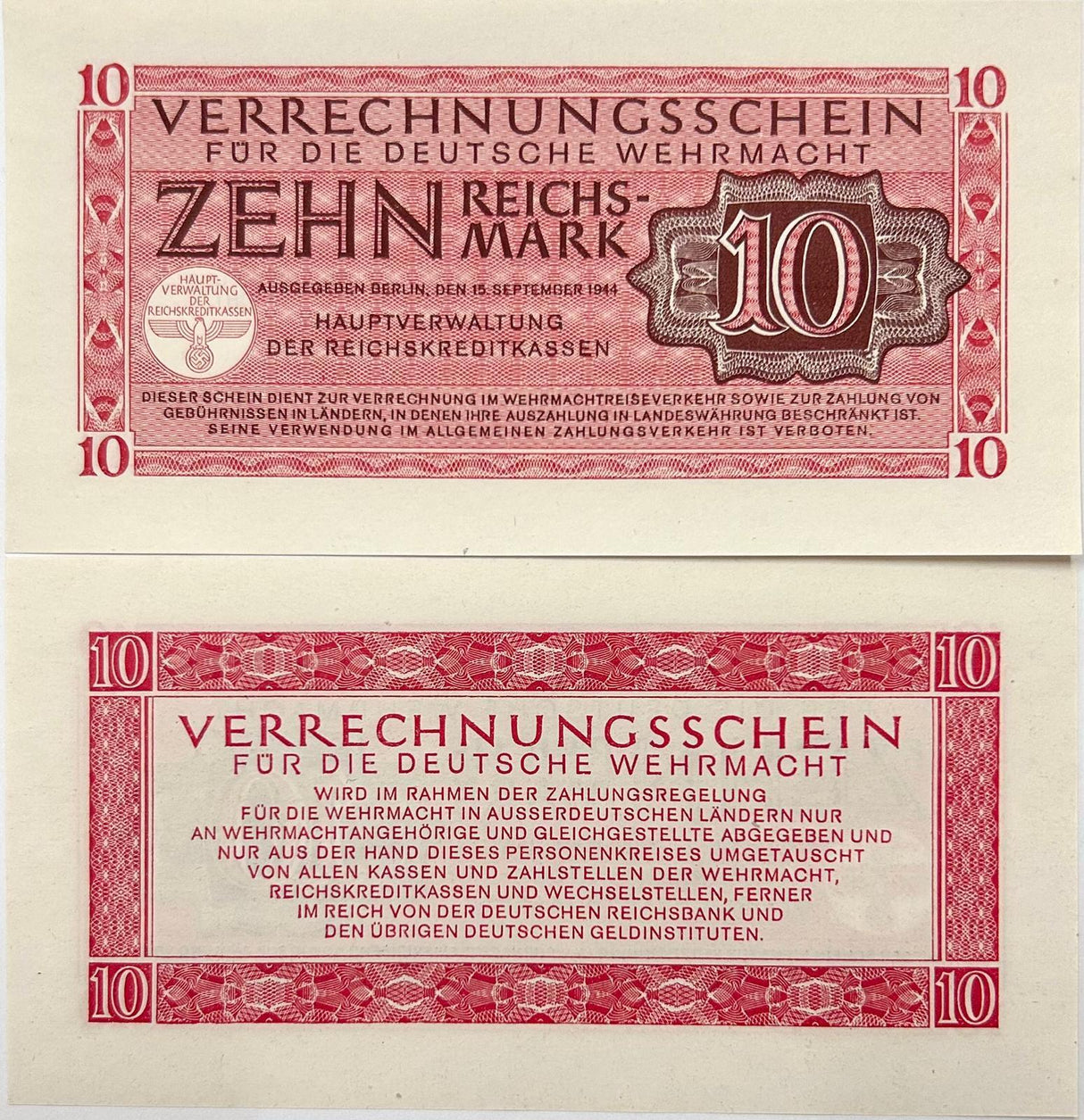 Germany 10 Reichsmark 1944 P M40 UNC