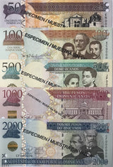 Dominican Set 5 PCS 50 100 500 1000 2000 Pesos 2011 P 183 184-P 188 SPECIMEN UNC