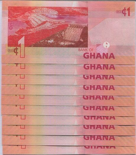 Ghana 1 Cedis 2019 P 45 UNC LOT 10 PCS