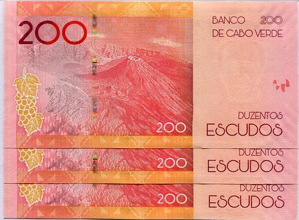 Cape Verde 200 Escudos 2019/2021 Paper P 76 UNC Lot 3 Pcs