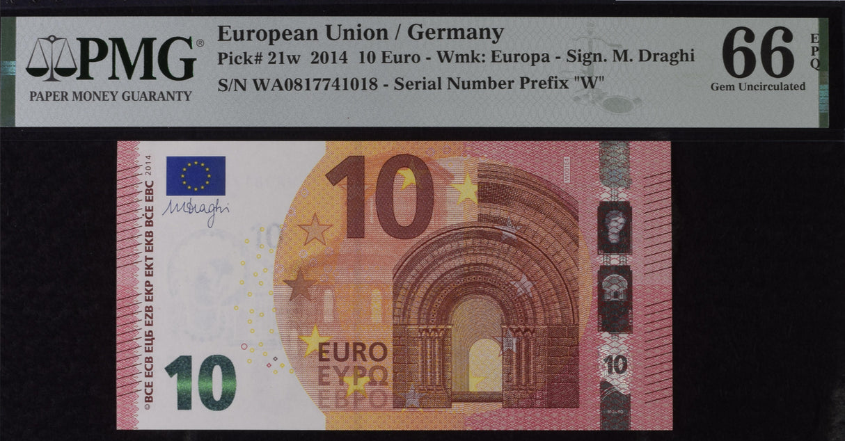 Euro 10 Euro Germany 2014 P 21 w Gem UNC PMG 66 EPQ