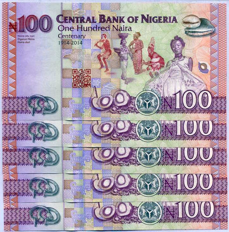Nigeria 100 Naira 2019/2020 Comm. P 41 UNC LOT 10 PCS 1/10  Bundle