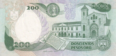 Colombia 200 Pesos Oro APRIL 1989 P 429 d AUNC