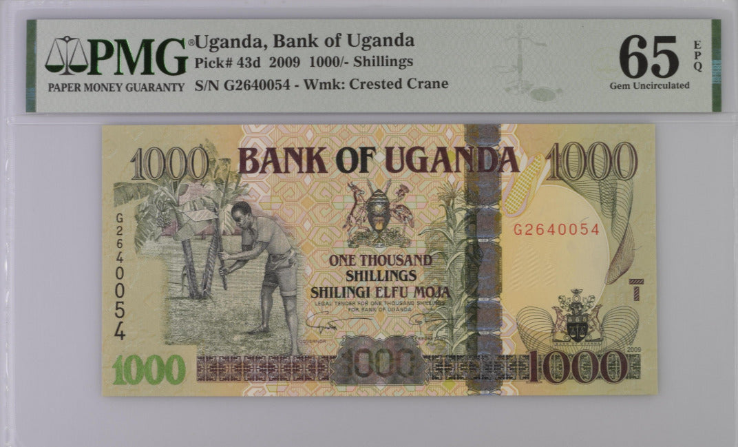 Uganda 1000 Shillings 2009 P 43 d GEM UNC PMG 65 EPQ