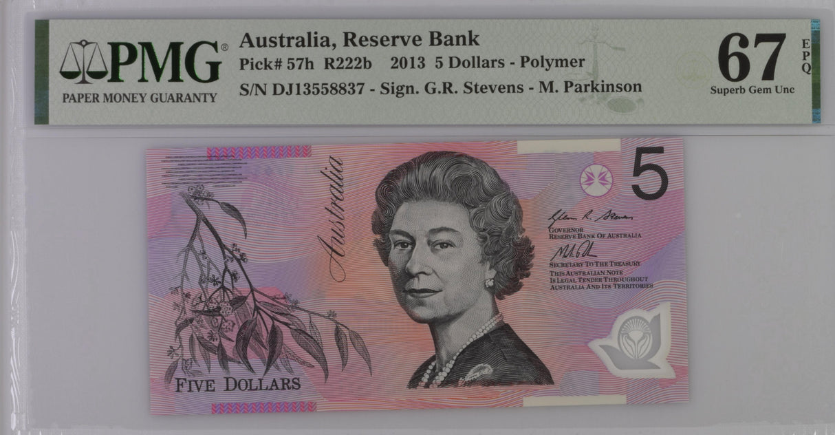 Australia 5 Dollars 2013 P 57 h Polymer Superb Gem UNC PMG 67 EPQ