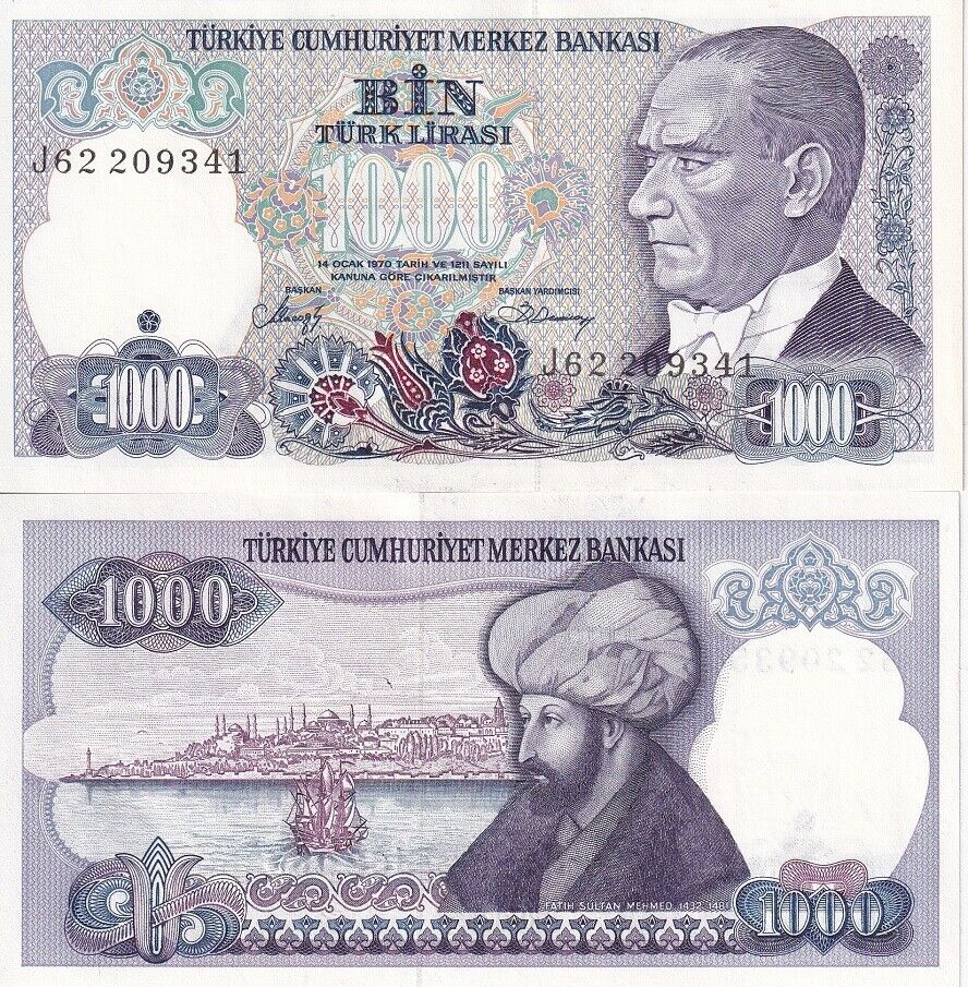 Turkey 1000 Lira L.1970 (1986) P 196 AUnc
