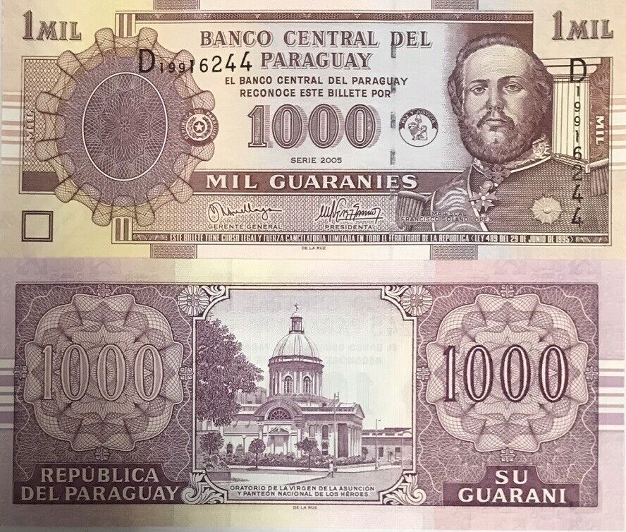 Paraguay 1000 Guaranies 2005 P 222 UNC