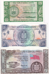 Western Samoa Set 3 UNC 10 Shillings 1 5 Pounds 1963 / 2020 Reprint P 13 14 15