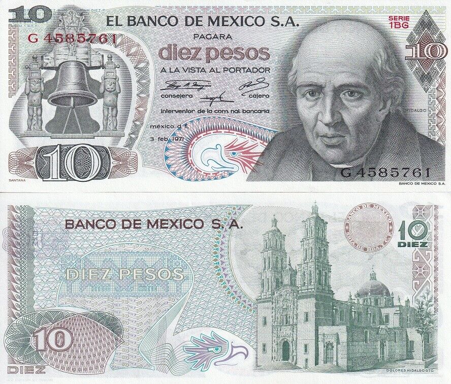 Mexico 10 Pesos 1971 P 63 d UNC