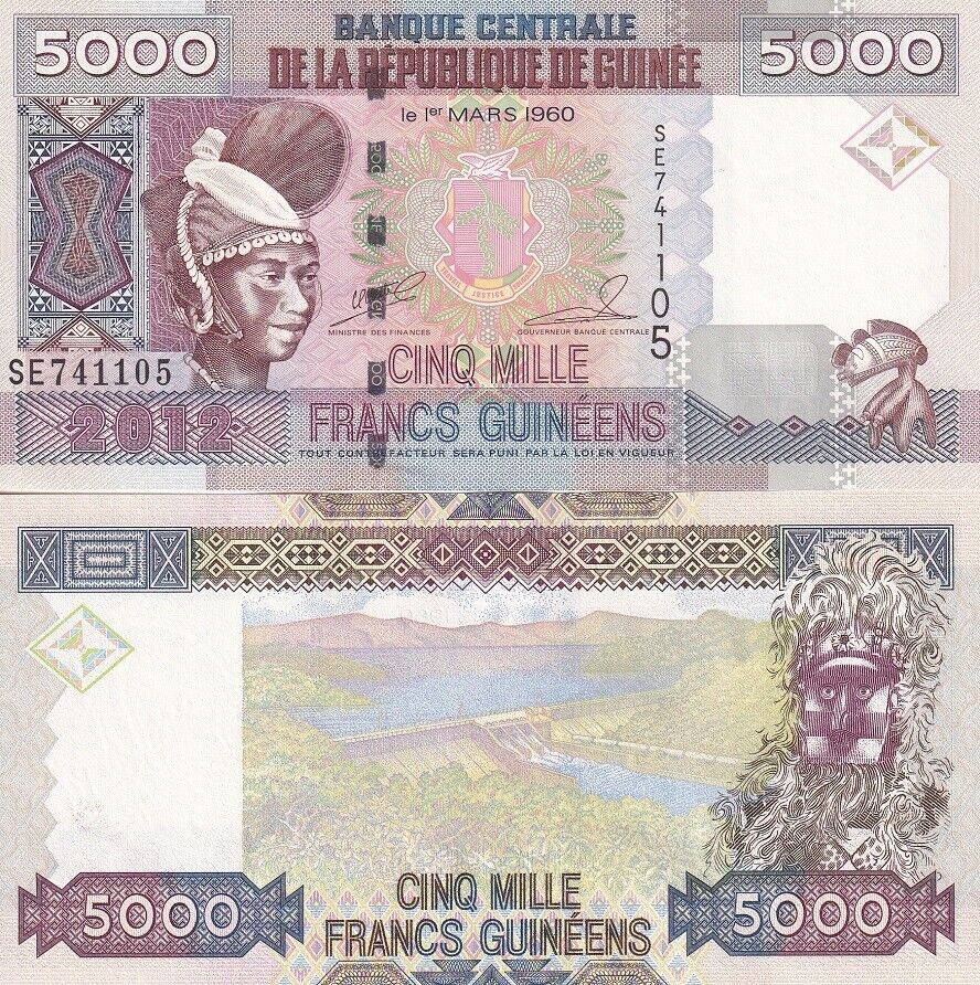 Guinea 5000 Francs 2012 P 41 b UNC