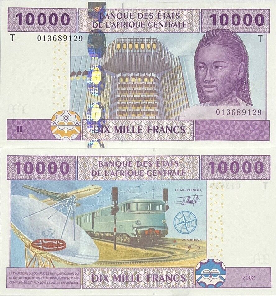 Central African St. Congo 10000 FR. 2002 P 110Ta UNC