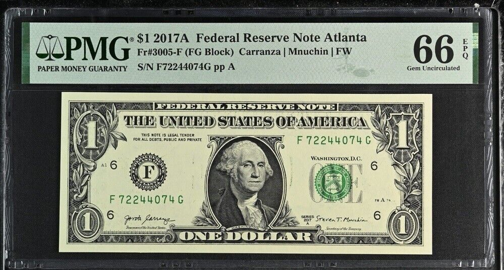 United States 1 Dollar USA 2017A P 544 F Atlanta Gem UNC PMG 66 EPQ