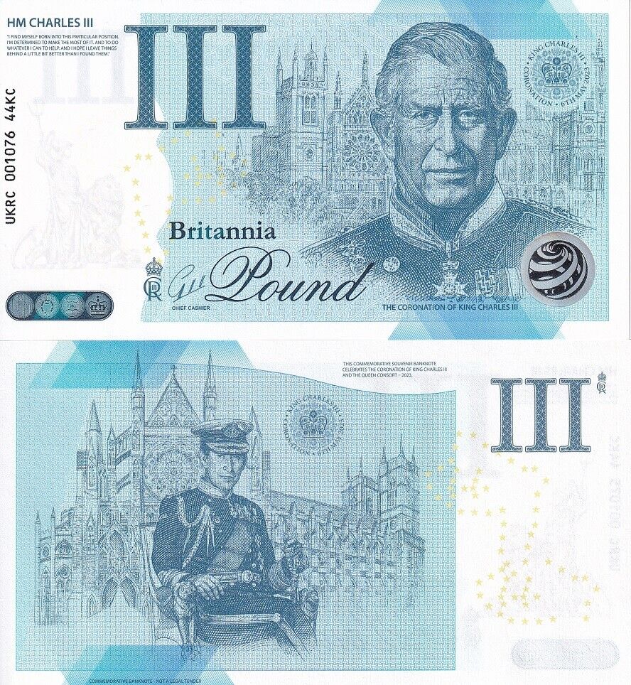 Great Britain UK 2023 Coronation HM King Charles III Comm. Test Note