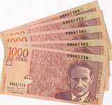 Colombia 1000 Pesos 2016 P 456 UNC LOT 5 PCS