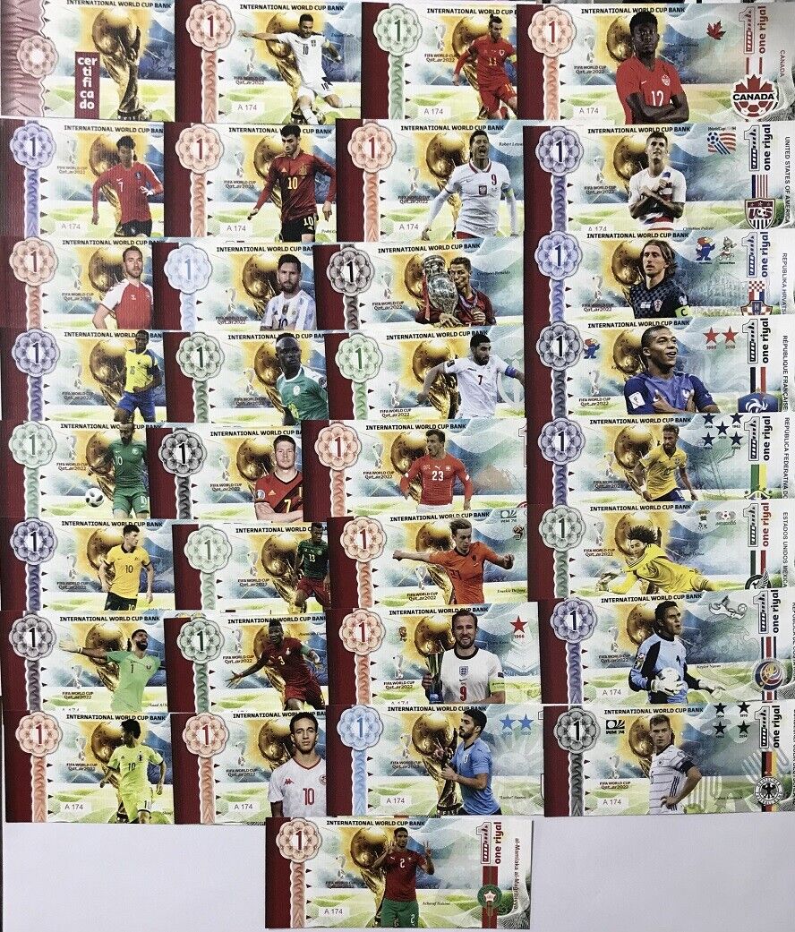INTERNATIONAL WORLD CUP BANK SET 32 PCS  one for each World Cup Country 2022