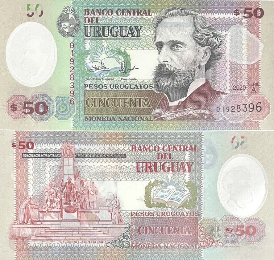 Uruguay 50 Pesos 2020 P 102 a Polymer UNC