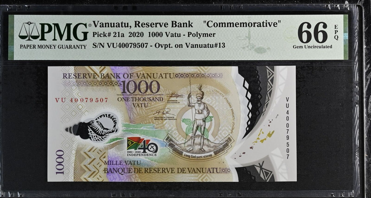 Vanuatu 1000 Vatu 2020 P 21 a Comm. Polymer Gem UNC PMG 66 EPQ