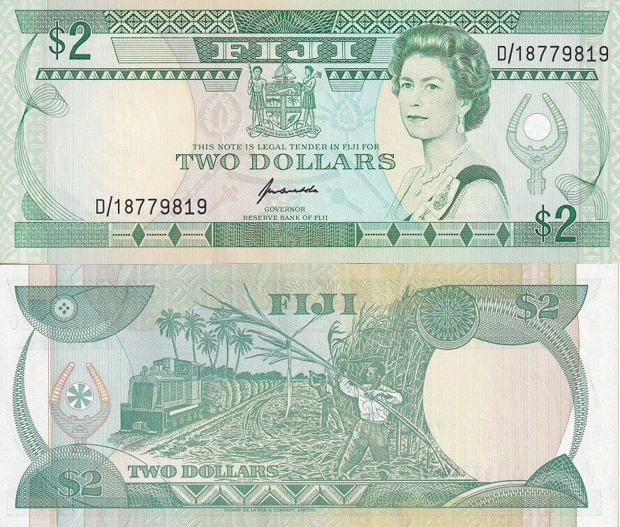 Fiji 2 Dollars ND 1995 P 90 QE II UNC