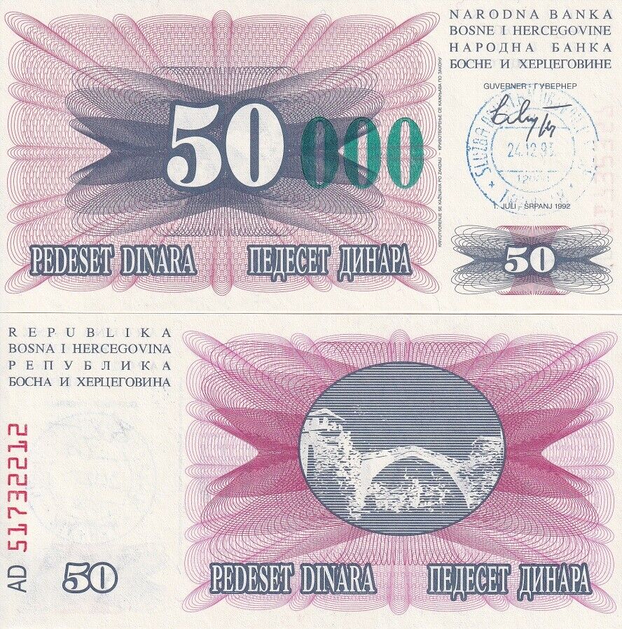 Bosnia 50000 Dinara 24.12.1993 P 55 c UNC