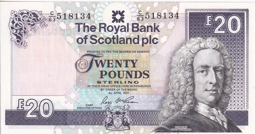 Scotland 20 Pounds 2017 The Royal Bank P 354 F UNC