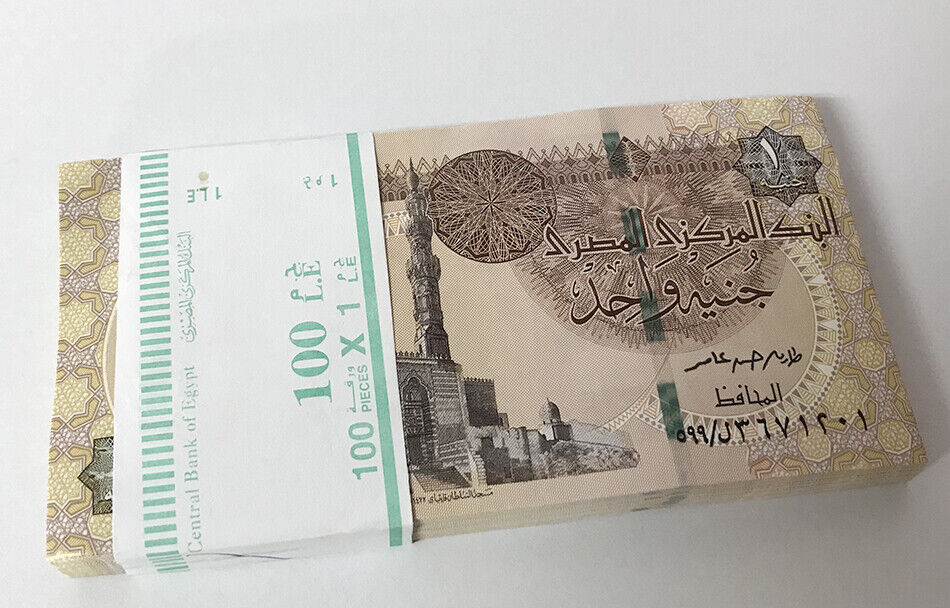 Egypt 1 Pound 2018 P 71 UNC  Lot 100 Pcs 1 Bundle