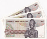 Egypt 50 Piastres 1976 P 43 c UNC LOT 3 PCS