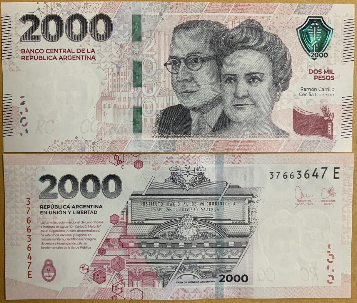 Argentina 2000 Pesos 2023 Comm. P 368 b upper left right New Security UNC