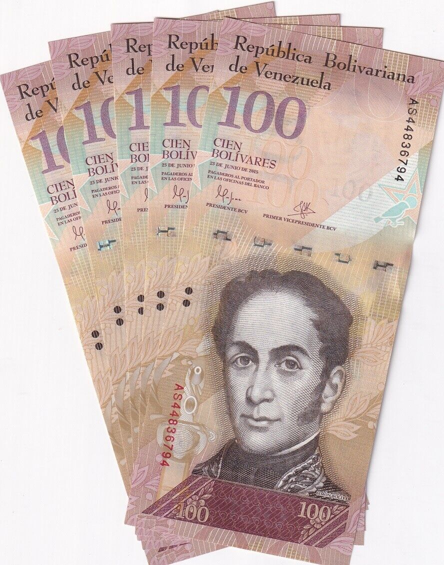 Venezuela 100 Bolivares 2015 P 93 i UNC LOT 5 PCS