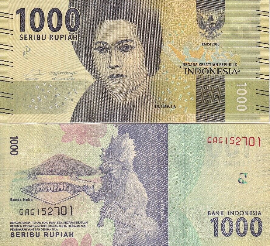 Indonesia 1000 Rupiah 2016 Mixed Year P 154 UNC LOT 20 PCS 1/5 BUNDLE