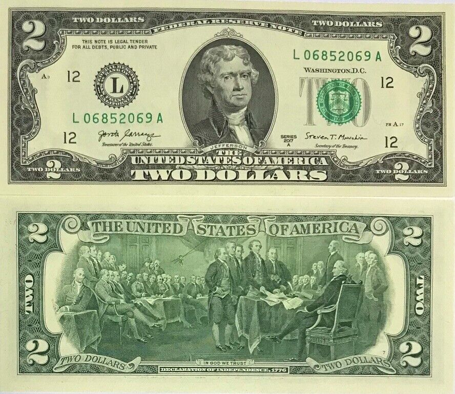 United States 2 Dollars USA 2017A P 545 San Francisco Ca "L" UNC