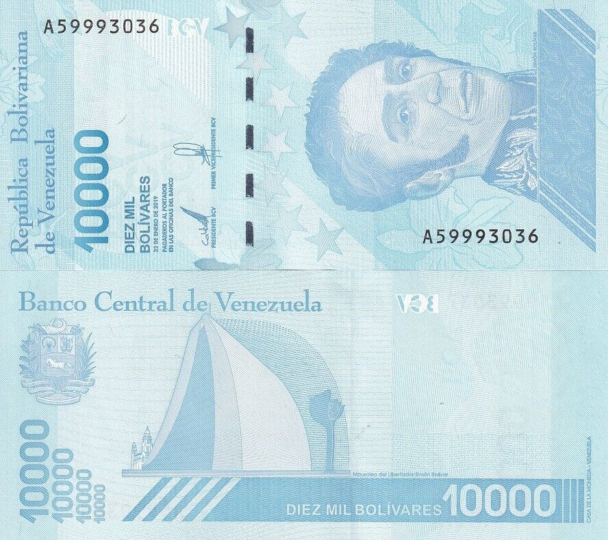 Venezuela 10000 Bolivares 2019 P 109 b Narrow UNC