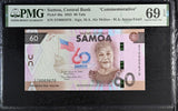 Samoa 60 Tala 2023 P 46 a 60th Comm. Superb Gem UNC PMG 69 EPQ