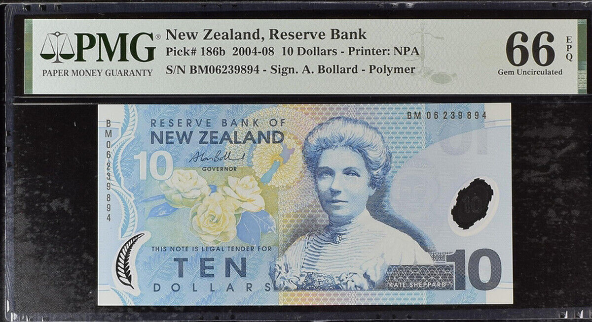 New Zealand 10 Dollars 2006 P 186 b Polymer GEM UNC PMG 66 EPQ