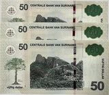 Suriname 50 Dollars 2020 P 165 e UNC LOT 3 PCS