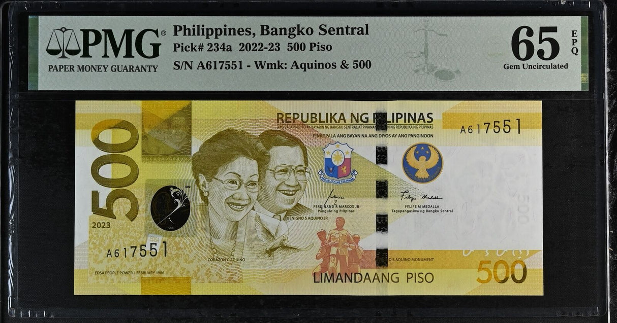 Philippines 500 Pesos 2023 P 234 a Gem UNC PMG 65 EPQ