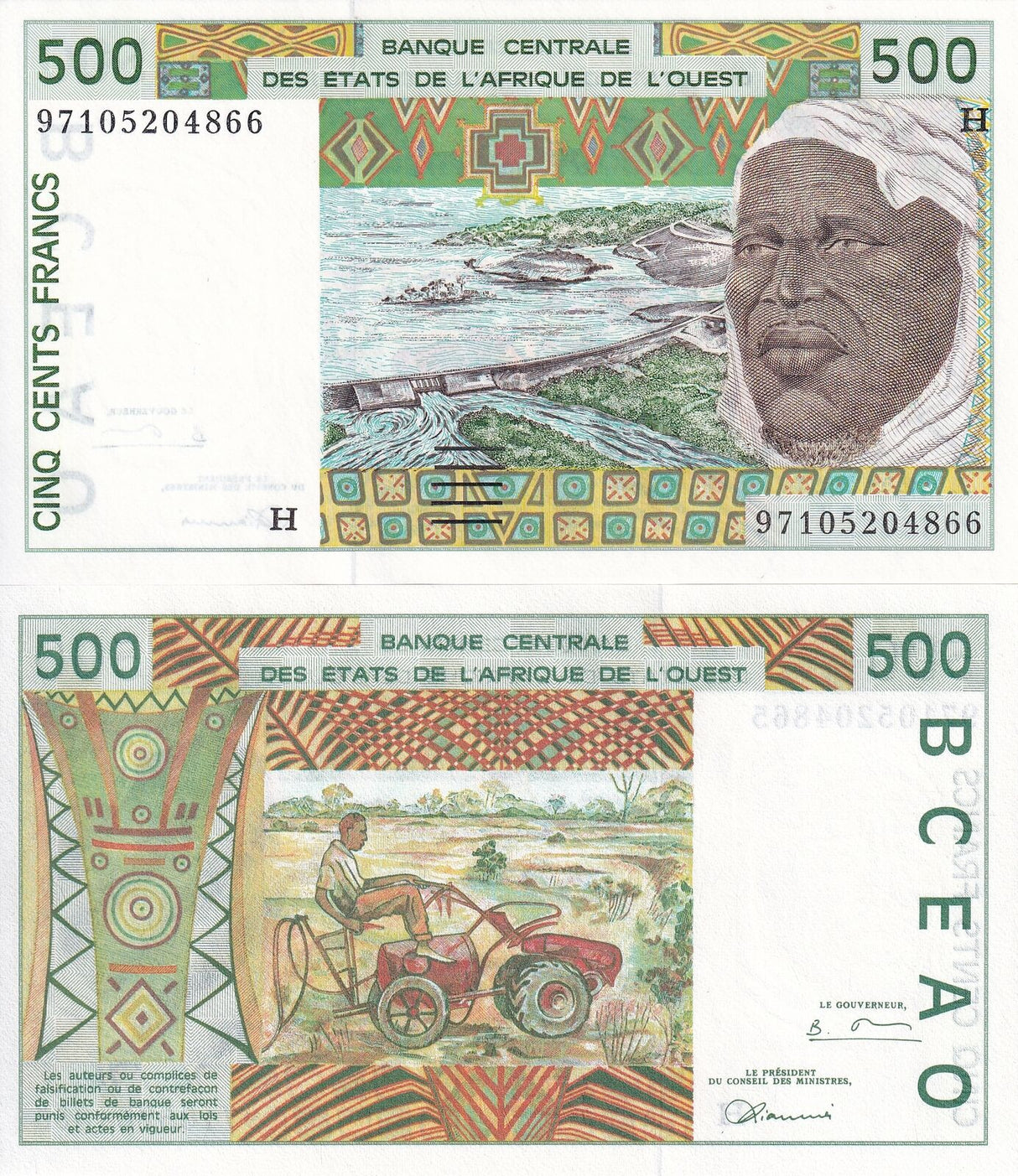 West African States Niger 500 FRANCS 1997 P 610Hh UNC